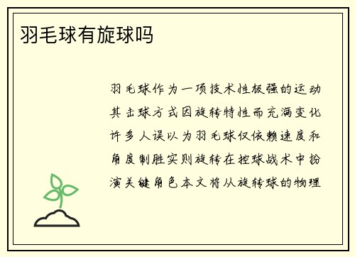 羽毛球有旋球吗